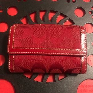 Coach bifold ladies red leather wallet